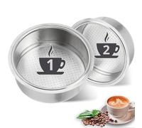 RM Pro® 2 Filtros PRESURIZADOS de 1 y 2 Tazas de Acero Inoxidable (51mm). Compatibles con Cafeteras Cecotec Ufesa Delonghi Breville y más. Cesta de Filtro de café Doble Capa Especial Espresso