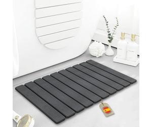 RM Pro Alfombra Diatomita Baño, 60x40cm, Plegable, Piedra Natural Tierra de Diatomeas Antideslizante, Secado Rápido, Ultra Absorbente, Antibacteriana, Alfombrilla de Ducha para Baño, Casa y Cocina.