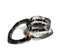 RM Pure Hands Evening in Fog - Pulsera de resina hecha a mano con forma geométrica negra y transparente para mujer (tamaño de mano mediano)