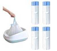 RMAN 60 Piezas Bolsas Arenero Gatos 90 x 50 cm Grandes Bolsas de Basura con Cordones de Ajuste, Duraderas, Resistentes a Los Líquidos, 4 Rollos