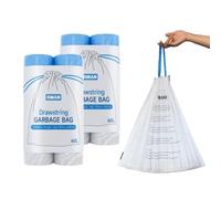RMAN® 60 Piezas Bolsas Basura, 60-70L (70 * 80cm) Extra Resistentes Bolsas de Basura Resistente Antigoteo Grandes con Asas de Cierre para Hogar, Oficina, Jardín, 4 Rollos