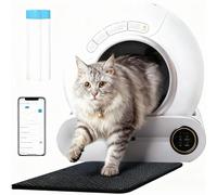 RMAN Arenero Gatos Autolimpiable 65L Inodoro para Gato con Autolimpieza Gran Capacidad, Caja de Arena Eléctrica con 1 Rollo Bolsa Basura y Tapetes Arena, Control de App, Apta para Varios Gatos