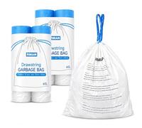 RMAN® Bolsas Basura, 60-70L Extra Resistentes Bolsas de Basura Resistente Antigoteo Grandes con Asas de Cierre 60 Bolsas para Hogar, Oficina, Jardín, 70 * 80cm, 4 Rollos
