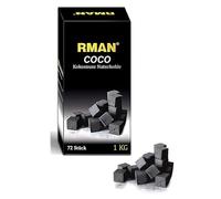 RMAN Carbon Cachimba 1KG Carbón Natural de Coco | Briquetas de Coco, Alta Calidad, Para Barbacoa, Larga Duración
