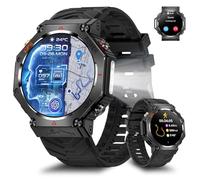 Rmana Reloj Inteligente Hombre GPS Integrado, 1.39'' Smartwatch para Android/iOS, Reloj Inteligente Impermeable con presión Arterial/Ritmo cardíaco/107 Modos Deportivos (Silicona Negra)