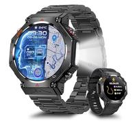 Rmana Reloj Inteligente Hombre GPS Integrado, 1.39'' Smartwatch para Android/iOS, Reloj Inteligente Impermeable con presión Arterial/Ritmo cardíaco/107 Modos Deportivos (Acero Negra)