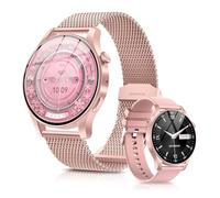 Rmana Reloj Inteligente Mujer Hombre, 2025 Smartwatch 1.43" AMOLED Llamadas Bluetooth, 2 Correas, 100+ Modos Deportivos, Asistente de Voz, IP67 Impermeable Smart Watch para Android iOS(Rosa)