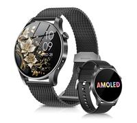 Rmana Reloj Inteligente Mujer Hombre, 2025 Smartwatch 1.43" AMOLED Llamadas Bluetooth, 2 Correas, 100+ Modos Deportivos, Asistente de Voz, IP67 Impermeable Smart Watch para Android iOS(Negro)