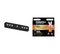 rmario con detector de movimiento, luz de armario, luz bajo el armario, luz nocturna, negro + Duracell Optimum pilas AAA (Pack de 8)