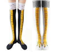 Rmeet Calcetines de Pata de Pollo,2 Pares Pollo para Mujer Calcetines Feos Graciosos,Calcetine Patas Rodilla,Mujer Chicken Socks,Pájaros Patas