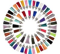 Rmeet Colgantes de Borlas,100 Pack Mini Borla de Cuero con Gorra para Hacer Artesanías de Llaveros Fabricación de Joyas de 40 mm Colores Surtidos