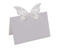 Rmeet Tarjetas de Lugar,50 Pack Mariposa Tarjeta de Localización Blanco Tarjetas de Mesa 3D Placa Nombre para Boda Fiesta Banquetes 9 * 12 CM