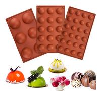 RMENOOR 3 Pcs Moldes de Silicona Semiesfera Seguro sin BPA Moldes de Silicona Bola para Horno de 3 Tamaños Moldes Chocolate Silicona Ideal para Hacer Chocolate, Tarta, Gelatina, Pudín, Muffin, Jabón