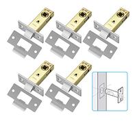 RMENOOR 5pcs Pestillos de puerta, Acero Inoxidable Tubular Mortice Pestillos Planos de 45 mm Backset de Baño e Indicador de Pestillo para Manija Sin Tornillos
