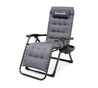 RMF PRO Tumbona de jardín plegable con respaldo ajustable multiposición, estructura de tubos de acero, tumbona de balcón con asiento cómodo - Silla tumbona de exterior ideal para playa exterior gris