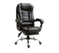 RMF Silla de Oficina Ergonómica Profesional Reclinable, Silla de Escritorio Cómoda y Relajante con Reposapiés - Sillón Relax con Ruedas Giratorias y Altura Ajustable Negro