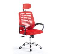 RMF Silla de Oficina Ergonómica Profesional Reclinable, Silla de Escritorio de Malla con Asiento Cómodo y Relajante - Sillón Relax de Oficina con Ruedas Giratorias Altura Ajustable (Rojo)