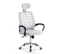 RMF Silla de Oficina Ergonómica Profesional Reclinable, Silla de Escritorio de Malla con Reposacabezas, Asiento Cómodo y Relajante - Sillón Relax de Oficina con Ruedas Giratorias Altura Ajustable Gris