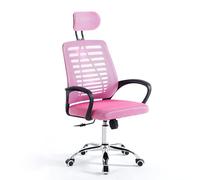 RMF Silla de Oficina Ergonómica Profesional Reclinable, Silla de Escritorio de Malla con Reposacabezas, Asiento Cómodo y Relajante - Sillón Relax de Oficina con Ruedas Giratorias Altura Ajustable Rosa