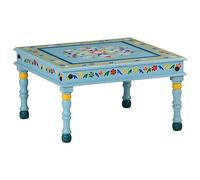 RMIHSJG Mesa de centro turquesa pintada a mano de madera maciza de mango pequeña mesa auxiliar mesa auxiliar al aire libre pequeña mesa sofá mesa para oficina dormitorio exterior salón