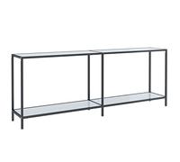 RMIHSJG Mesa de exterior pequeña para jardín, pequeña, mesa auxiliar, sofá, mesa de jardín, mesa consola blanca, 200 x 35 x 75,5 cm, vidrio templado para balcón, jardín, exterior camping