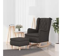 RMIHSJG Sillón con Patas mecedoras y Taburete de Tela Gris Oscuro Sillón Mecedor con Taburete y Reposapiés, Tela Transpirable y Cómoda