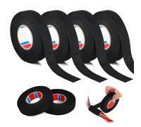 RMIVEGLIA 4 piezas de cinta de tela negra, 19mm x 15m, cinta adhesiva de tela para tejidos, cinta aislante negra, ideal para aislar y agrupar cables de manera segura.