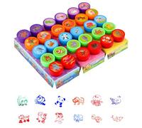 RMIVEGLIA Juego de 30 sellos para niños - Mini sellos autoentintados de animales, colorido juego de sellos de plástico, ideal como regalo de fiesta, recompensa y obsequios para cumpleaños infantiles.