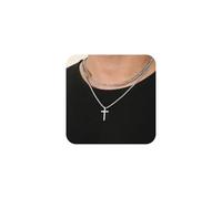 RMMD Cadena de cruz para hombre - Cadena de cruz con colgante de cruz, cadena de cristianismo, joyas para hombre, regalo de cumpleaños para hombres y niños, Acero inoxidable, No es una piedra preciosa