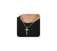 RMMD Cadena de cruz para hombre - Cadena de cruz con colgante de cruz, cadena de cristianismo, joyas para hombre, regalo de cumpleaños para hombres y niños, Acero inoxidable, No es una piedra preciosa
