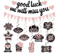 RMMD Sorry Your Leaving - Decoraciones de jubilación, pancarta de oro rosa con texto en inglés "Good Luck We Will Miss You", decoración de fiesta de despedida