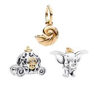 RMMY Carriage Elephant Enchanted Shell Dangle Charm Colgante para Collar Pulsera Regalo del día de la Madre para las Mujeres 925 Bolas de Plata de ley con Circonita Joyería