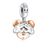 RMMY Charm Cartoon Mouse 925 Sterling Silver Pendant Dangle Beads for European Necklaces and Bracelets Valentine's Day Mother's Day Gifts for Women