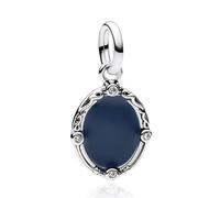 RMMY Dije de espejo mágico azul para mujer en plata de ley 925 compatible con pulseras y regalos de joyería.