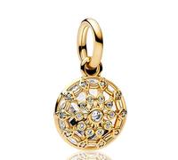 RMMY Dijes De Plata De Ley 925 Para Pulseras De Mujer, Con CíRculo Hueco Dorado Y Circonita CúBica 5a, Ideal Como O CumpleañOs.