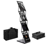 RMNKTHC Soporte Plegable para catálogo de 4 Niveles con Bolsa de Almacenamiento Oxford, Compatible con A4, Estante de Hierro para folletos/folletos/revistas (Negro)