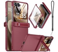 RMOCR Funda para Motorola Razr Ultra 2026/2025, protector de pantalla integrado, soporte invisible, protección de bisagra, delgada, a prueba de golpes, antiarañazos, con cordón, color rojo
