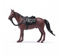 RMWHGDUL 1 Miniatura Caballo Figurin Animal de Microescala Accesorios Silla Brida Material Plástico Adorno Escénico Adecuado para Coleccionistas Modelismo Fotografía Vitrinas, Marrón, 1/64