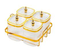 RMWHGDUL Bandeja para con Divisiones Múltiples Recipiente Organizador de Aperitivos y Caramelos Caja Portátil con Tapa y Soporte Material, 4 cuadrícula Clara, Individual