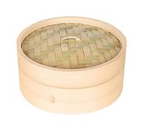 RMWHGDUL Cesta Vaporera de Bambú para Comida Asiática, Vaporera China para Cocinar Albóndigas, Verduras Y Otros Platos, Marrón 18cm