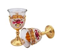 RMWHGDUL Juego de 2 Mini Copas de Comunión, Copas de Vino Portátiles para Celebraciones Y Reuniones, flor roja, Individual