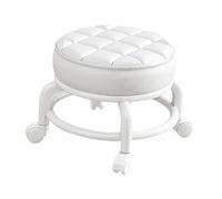 RMWHGDUL Taburete Giratorio de 360° con Asiento Bajo Y Ruedas Giratorias Universales, Silla Giratoria Redonda Ligera, Mini Taburete Móvil para Salones, Blanco, Individual