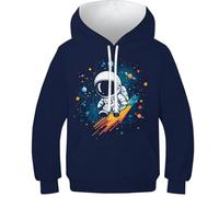 RNDKAUUIE Astronautas en el Espacio Sudaderas De Mantas con Capucha Súper Grande para Niños, Patrones de astronautas en Color Sudaderas Novedosas con Capucha De Peluche para Niñas 10-12Y