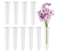 RNHDLY 10 Piezas Tubos Flores 11 x 2,5 cm Tubos de Agua Florales, Tubos de Plástico para flores, Tubos de Agua de Flores Transparentes con Tapas Viales de Plástico Reutilizables para Arreglos Florales