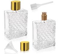 RNHDLY 2PCS Atomizador Perfume Recargable, Atomizador de Cristal Vacío, Botellas de Cristal para Perfume Pulverizador Perfume Recargable con Pipetas y Embudo, para Perfume, Viajes, Cosmética, A