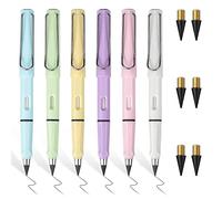 RNHDLY 6pcs Lápiz Sin Tinta, Infinito, Eterno Portátil Reutilizable, Escritura Ilimitada con 6 Cabezales de Repuesto y Borrador para Hogar, Oficina, Escuela