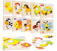 RNHDLY Puzzles de Madera Juguetes Bebes, Rompecabezas de Madera para Niños, Juguete de Madera Montessori, Puzzle Madera Animales Infantil 1 2 3 Año, Puzzles de Madera Educativos