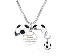 Rnivida Collar con colgante de fútbol para guardar fotos en el interior, con versículo de la Biblia cristiana, para hombres y mujeres, Medio, Metal, Sin piedra preciosa