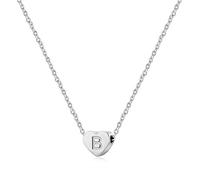 Rnivida Collar de corazón con inicial pequeña, delicado collar con colgante de letra del alfabeto de acero inoxidable para mujer, S, Acero inoxidable, No es una piedra preciosa