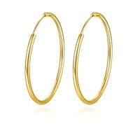 Rnivida Pendientes de aro de plata de ley para mujer, hipoalergénicos, ligeros, Medio, Metal, Sin piedra preciosa